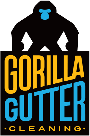 Gorilla Gutter Cleaning vertical company logo featuring a gorilla silhouette and bold lettering